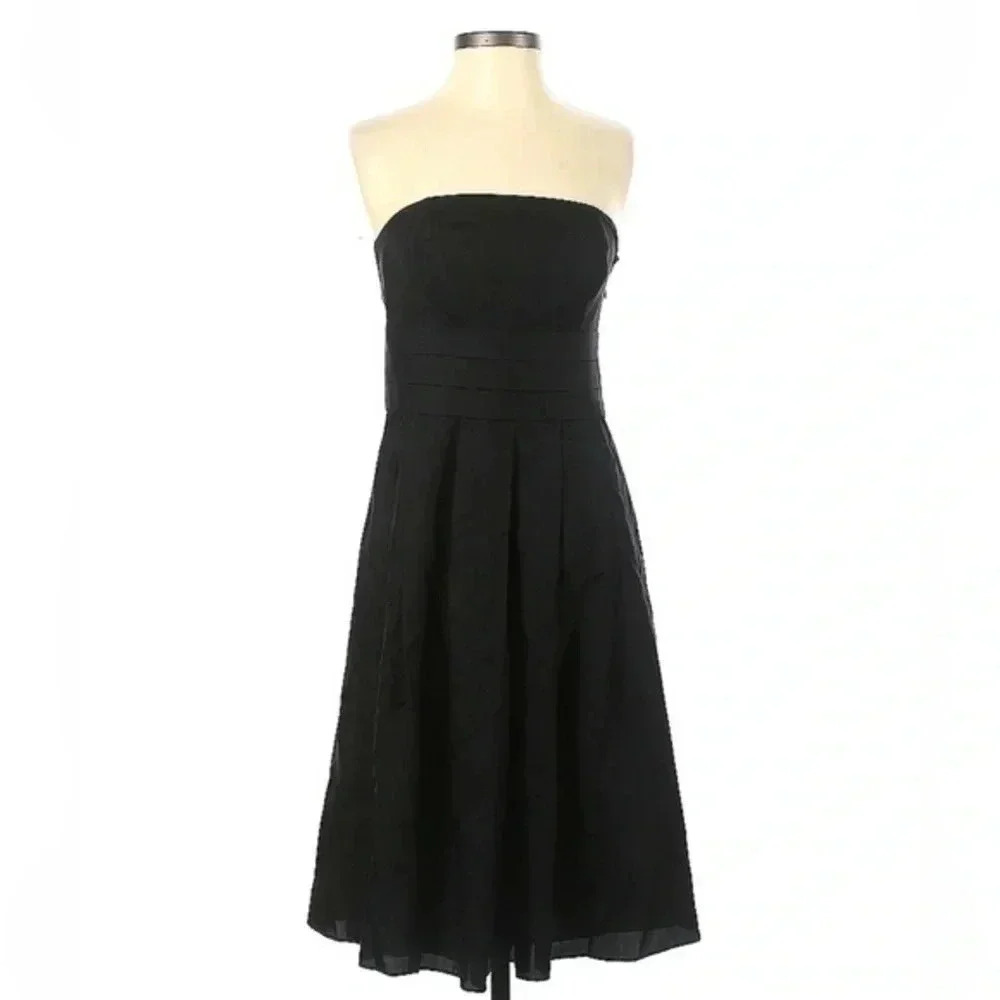 Ann Taylor | 100% Silk Black Strapless Formal Cocktail Classic Dress Size 2